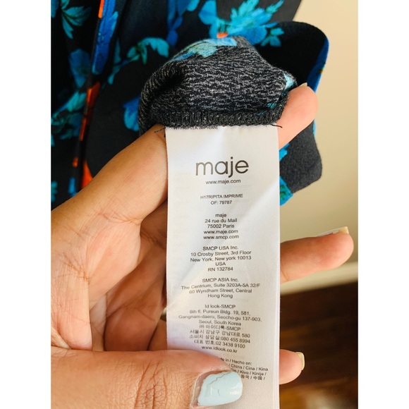 RARE MAJE Ripita Ruched Floral Long Sleeve Dress - Picture 12 of 16